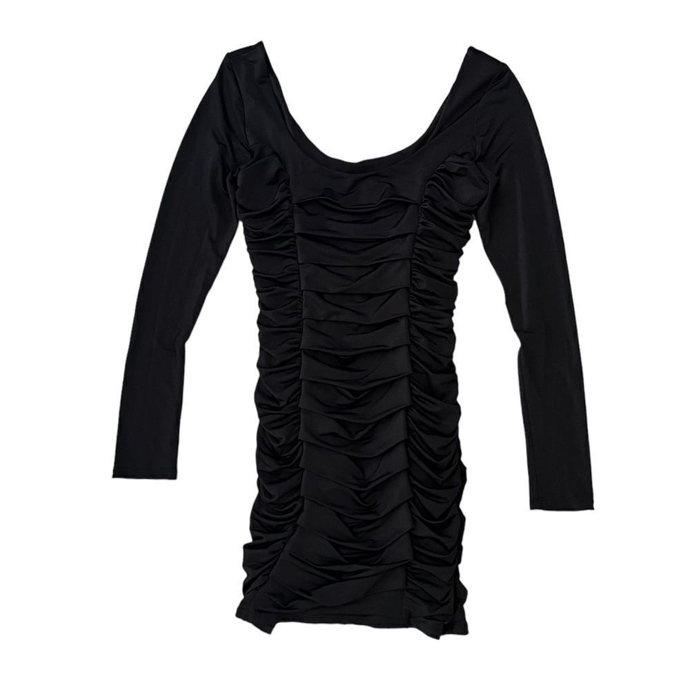 Arden B Long Sleeve Scrunch Bodycon Dress Black size Medium
